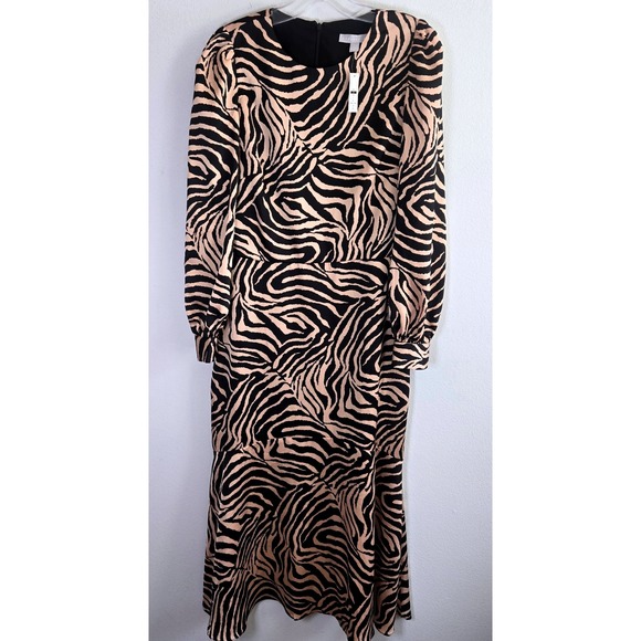Chelsea28 Zebra Print Maxi Dress Long Sleeve Party Cocktail Dress S Lined - Picture 1 of 7